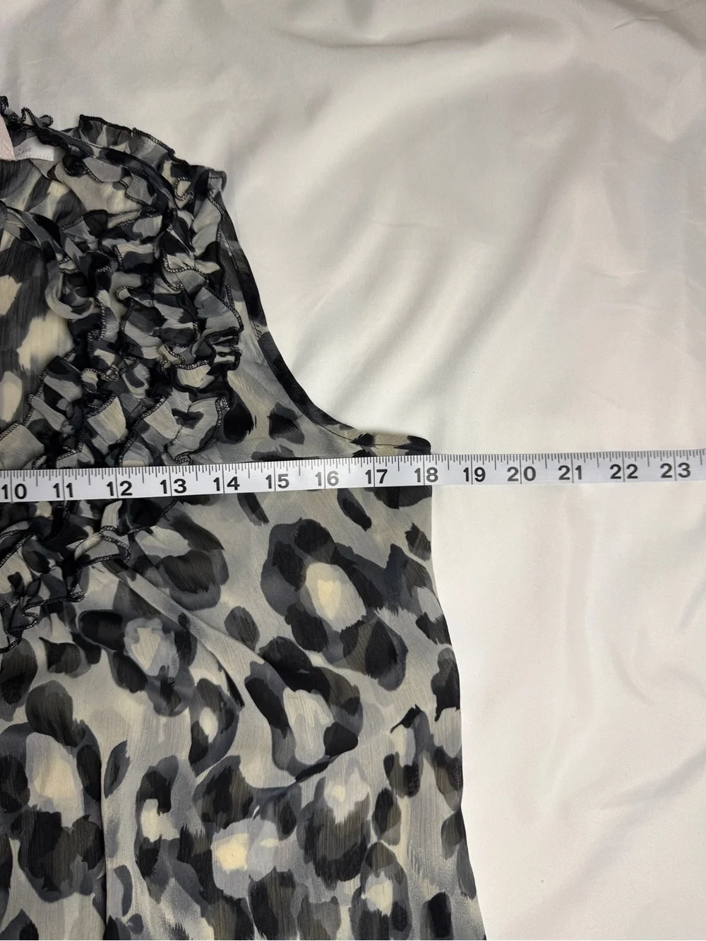 Sleeveless Ruffle Leopard Print Dress - Black & White